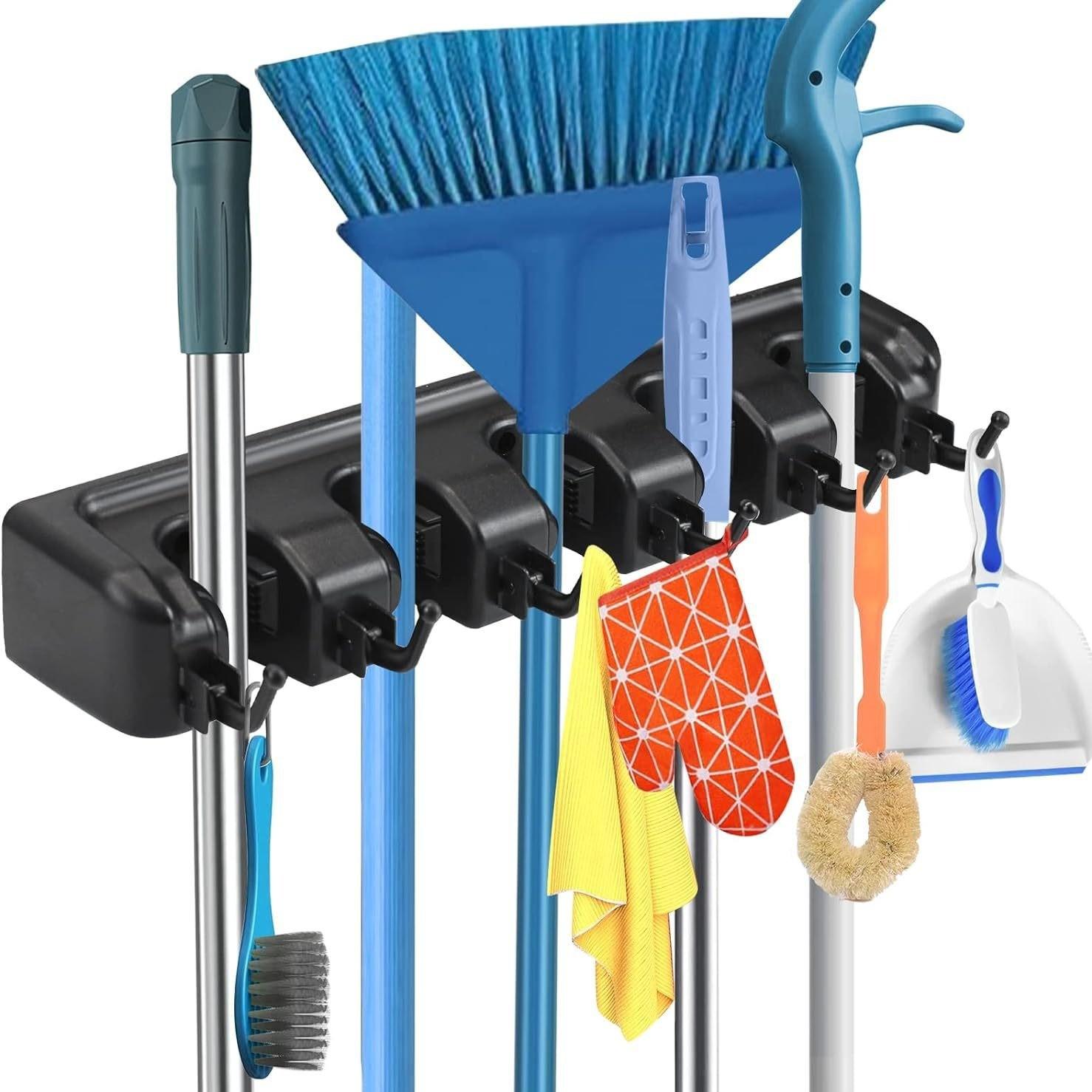 Multifunctional Magic Mop Holder Broom Clip Wall-Mounted Storage Hook Home Bathroom Garage Spring Cleaning Organizer