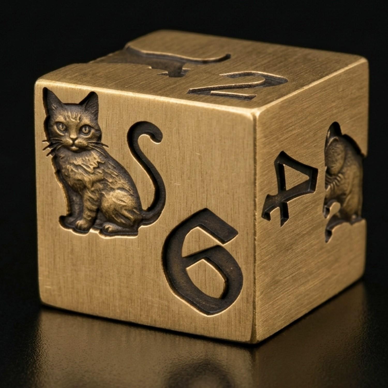 Metal Cat Dog Carved D&d Dice Set, 7-Piece Sharp Corner Polyhedral Rpg Tabletop Dice, Dragon & Dungeon Collectible Dice