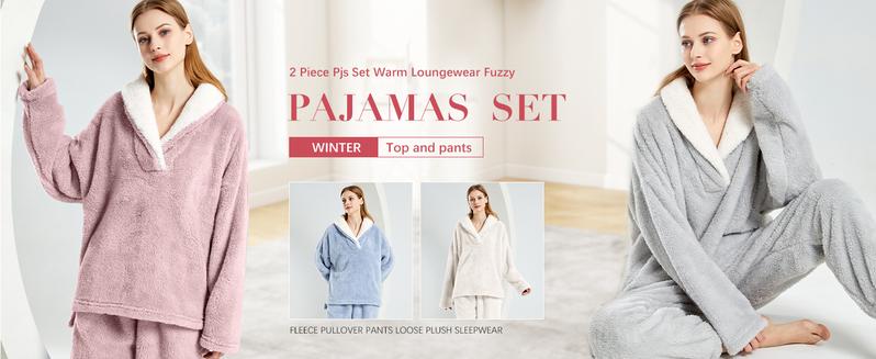 Yimoon Women' s Fluffy Pajamas Set Fleece Pullover Pants Loose Plush Sleepwear 2 Piece Pjs Set Warm Loungewear Fuzzy Outfits Yimoon Women' s Fluffy Pajamas Set Fleece Pullover Pants Loose Plush Sleepwear 2 Piece Pjs Set Warm Loungewear Fuzzy Outfits
