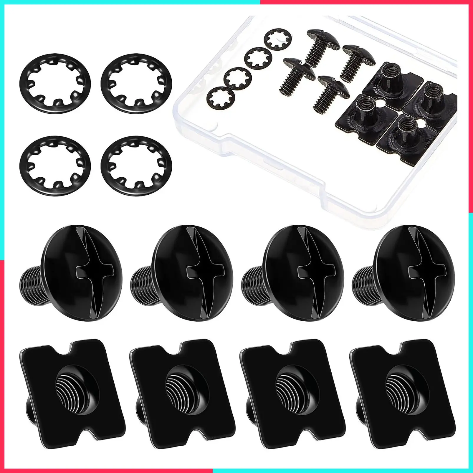 4 Sets Square Black Football Backplate Screws Washers Gaskets Kit