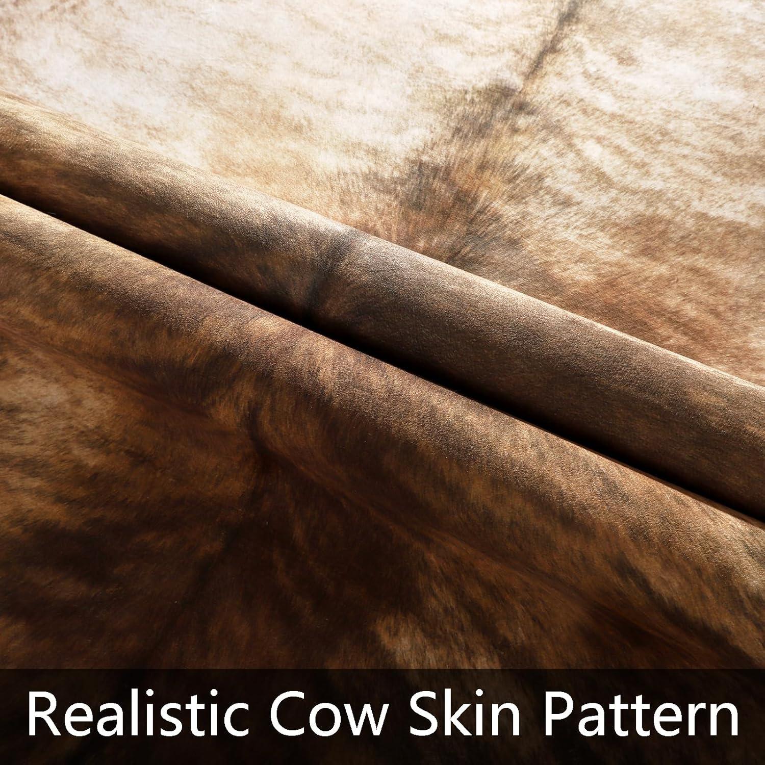 LOCHAS Premium 100% Polyester Cowhide Rug Western Style Animal Print Faux Fur Soft Comfortable Durable Easy to Clean Decor for Bedroom Living Room LOCHAS Premium 100% Polyester Cowhide Rug Western Style Animal Print Faux Fur Soft Comfortable Durable Easy to Clean Decor for Bedroom Living Room