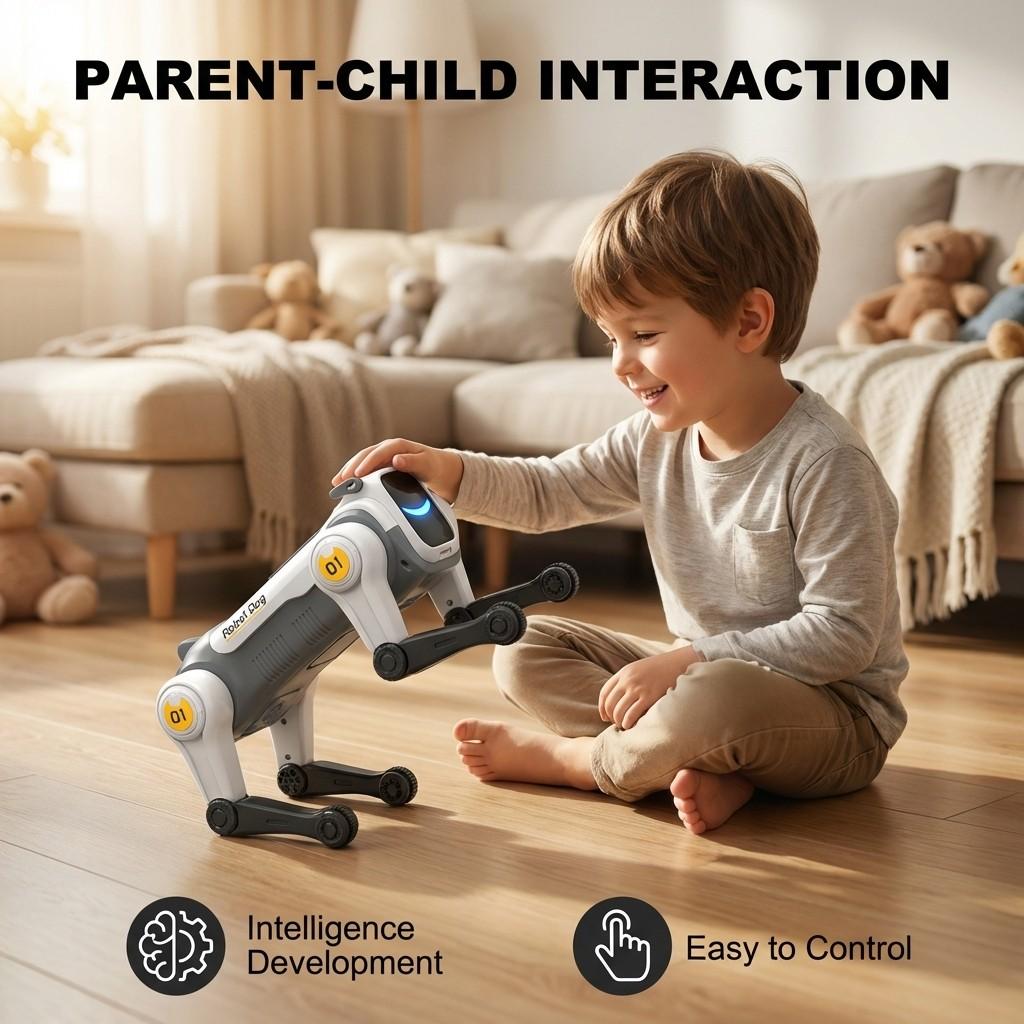 Electric Remote Control Robot Dog Toy, Voice-Controlled Bionic Mechanical Dog, Unisex Gift with Batteries Included