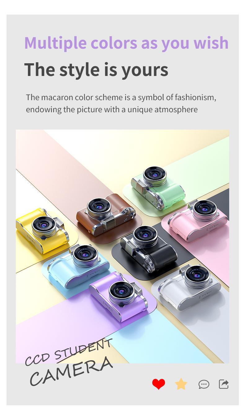 Foldable Screen Student Camera, Retro Ccd Card Camera, 1080P Digital Portable Camera, Includes Phone Chain and 32GB Storage, Perfect Gift