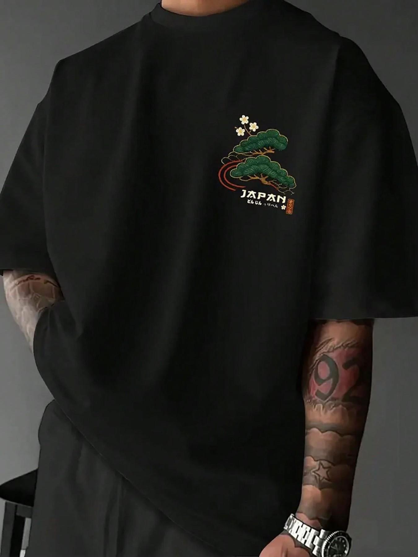 Japanese Crane Embroidered Oversized T-Shirt