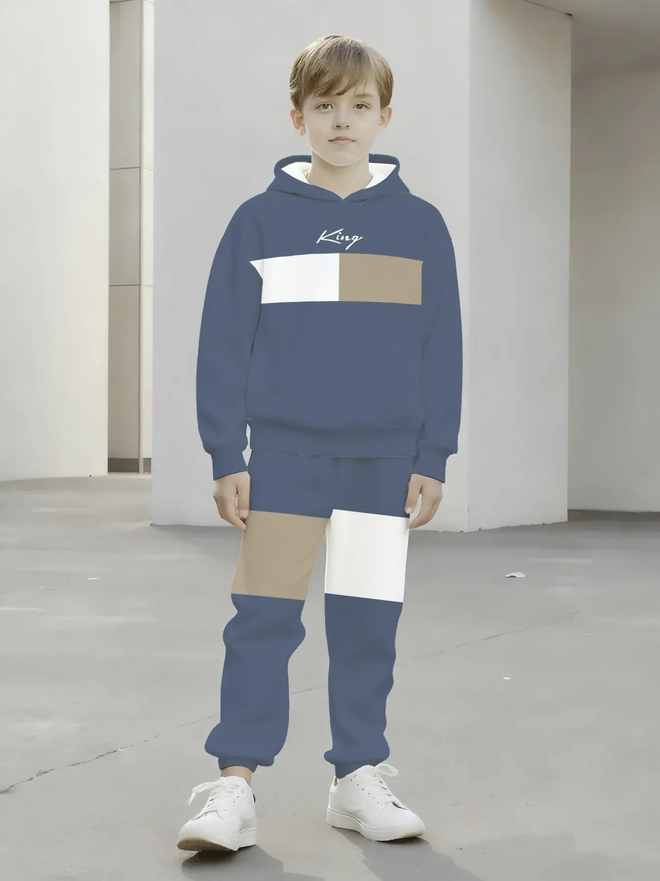 Colorblock Striped Hoodie and Pants Sweat Set, Unisex Casual Sportswear, School, Travel, Home, Kids' Clothing