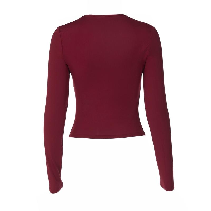 Women's Solid Lace Trim Tie-front Long Sleeve Square Neck Top, Plain Slim Fit Pullover Lace-up T-shirt Crop Top, Party Date Daily Casual Tees Blouse Tops For Ladies Spring Fall Winter Casual Basic Shirts, Womenswear