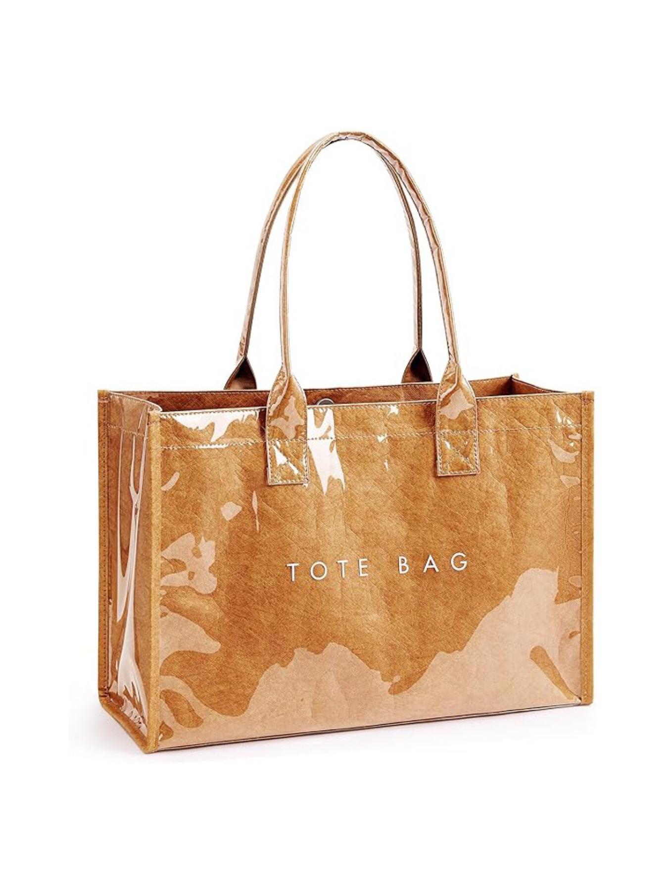 Vintage Dupont Letter Tote Bag, Casual Versatile Handbag, Minimalist Transparent Commute Backpack, Large Capacity Women's Bag