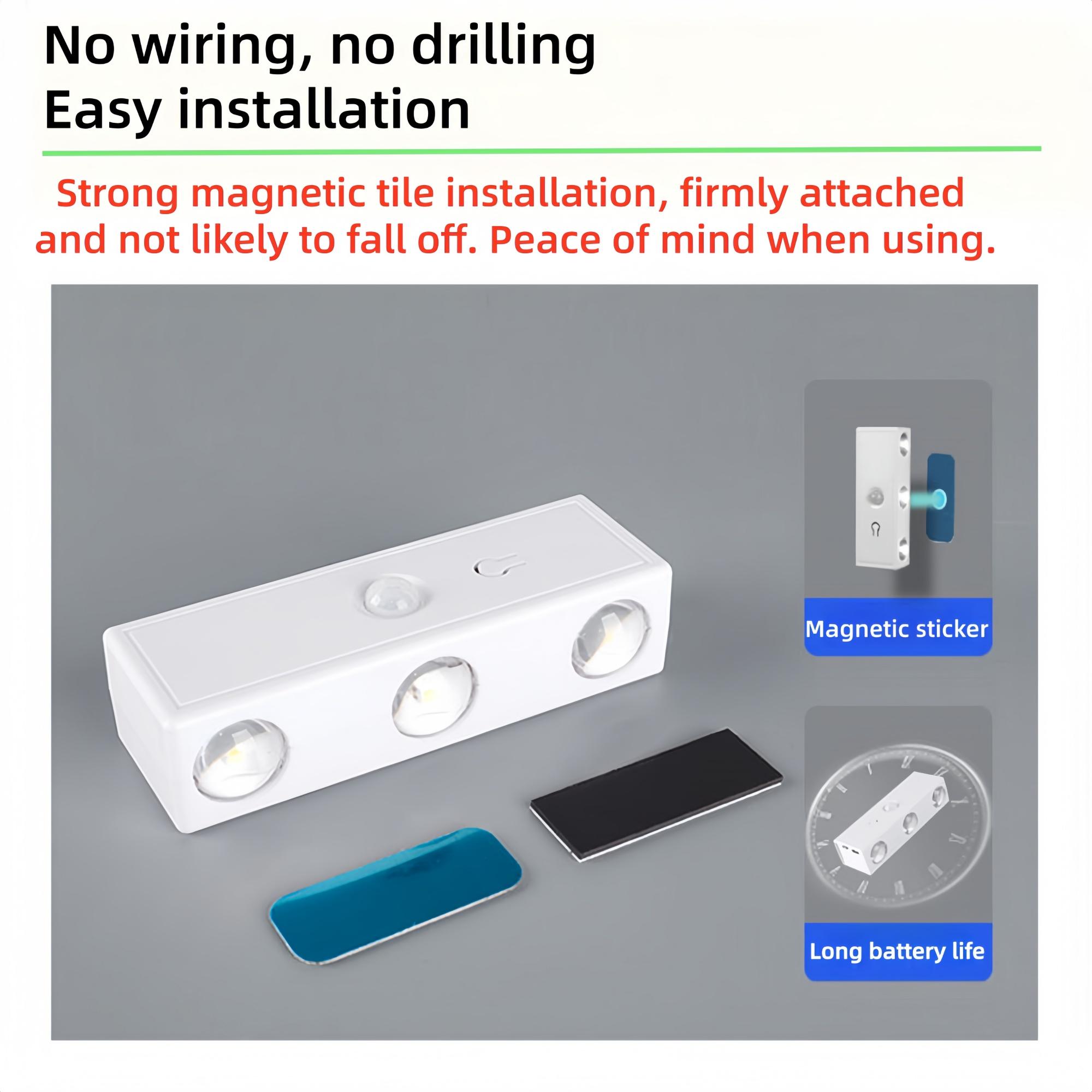 Smart Motion Sensor Wall Light, Magnetic No-Drill Installation, USB Charging, Rgb7 Colors & Warm Light, Ideal for Stairs, Bedroom, Living Room