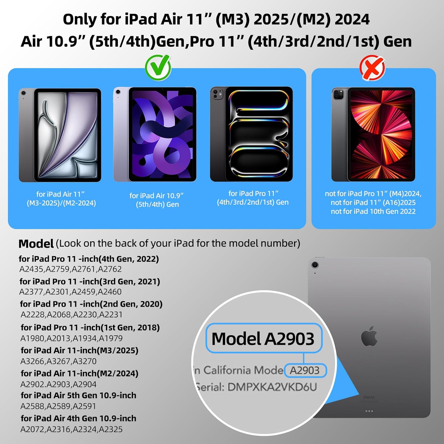 IPad Air 11 Inch Case with Keyboard -  Case, Backlit Keyboard & Multi- Trackpad, Compatible with iPad Air 11" (M4 2026/M3 2025/M2 2024) & 10.9" (4th/5th Gen), iPad Pro 11" (1st-4th Gen)