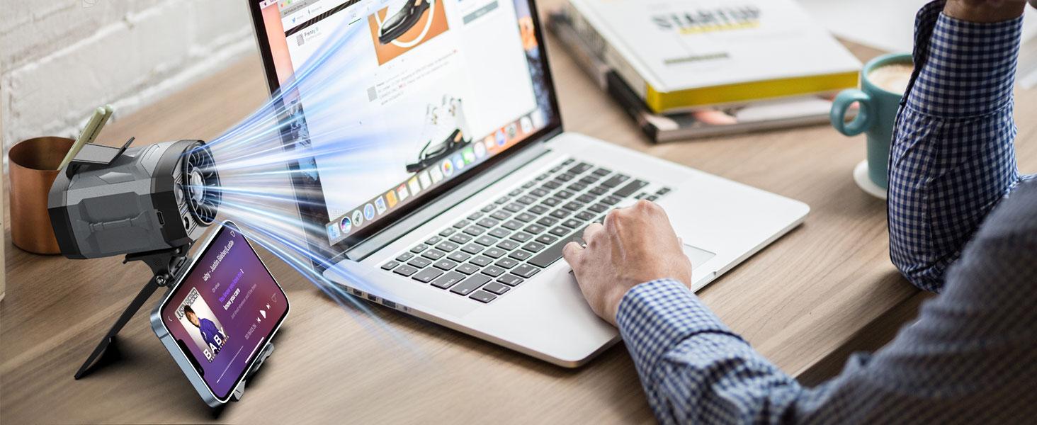 Lentorgi,Portable Fan,Clip Fan Rechargeable With stand,4 Speeds Strong Airflow Small Fan Waist,Weight reduction design,for Travel Camping Outdoor Jobsite,Camping Essentials-Black and Gray