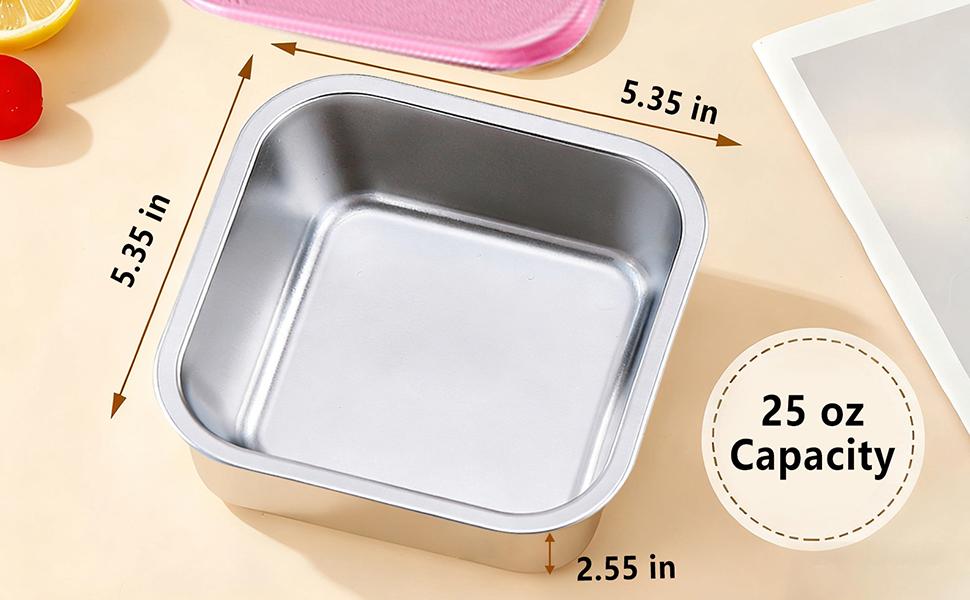 Littleox 3 Pack 304 Stainless Steel Lunch Box Leakproof Food Storage Metal Snack Containers Reusable Sauce Cups Portion Control Containers for Office Travel Meal Prep