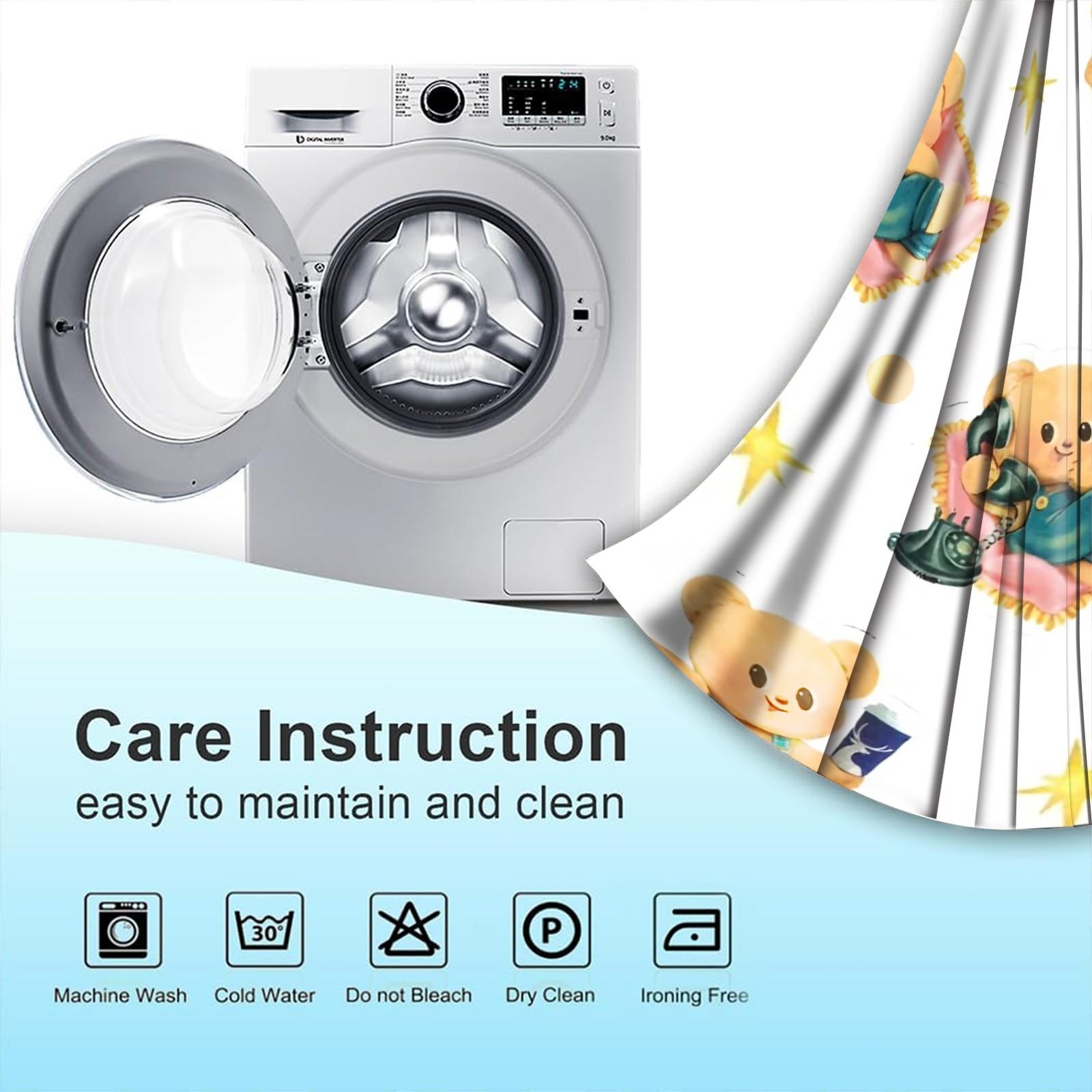 2 Pcs Cute Cartoon Bear 80% Blackout Curtains, Kawaii Teddy Bear Polyester Curtains for Kids Room & Nursery, Ideal Gift for Bear-Loving Kids