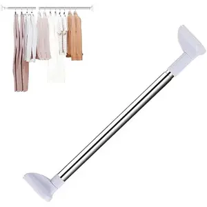 Adjustable Drill-Free Telescopic Tension Rod, Heavy Duty Stainless Steel Hanging Rod for Clothes & Curtains, No-Damage Installation for Bathroom, Closet, Window & Room Divider