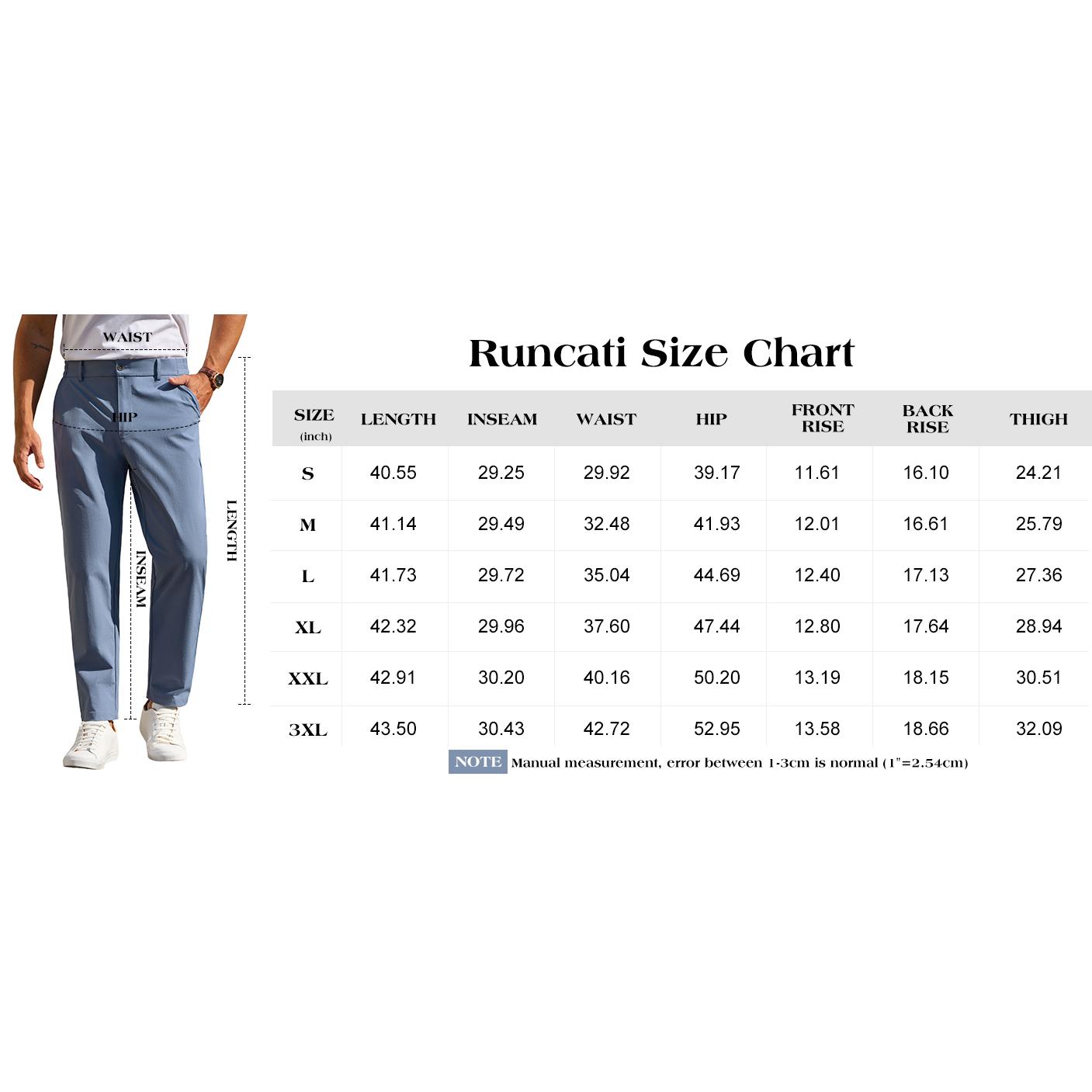 Runcati  Men‘s Stretch Golf Pants Casual Slim Fit Dress Pants Elastic Waist Tapered Work Cropped Trousers