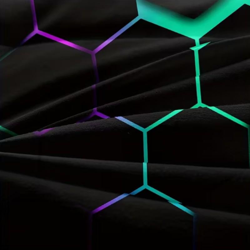 Set (3 Pcs) Down Comforter Covers, Hexagonal Design Without Filling, Twin/full/queen/king Sizes, Soft & Cozy Bedding Essentials, Bedroom Bedding Set