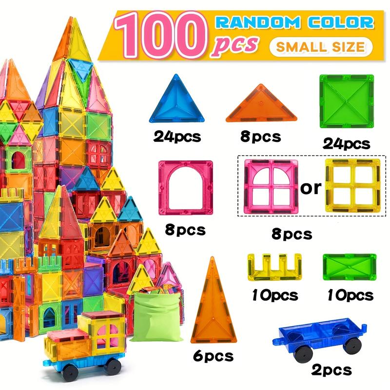 40/65/100pcs Children Magnetic Building Blocks Set, STEM Educational Toy, Stacking and Puzzle Set, Ideal Birthday Gift for Kids