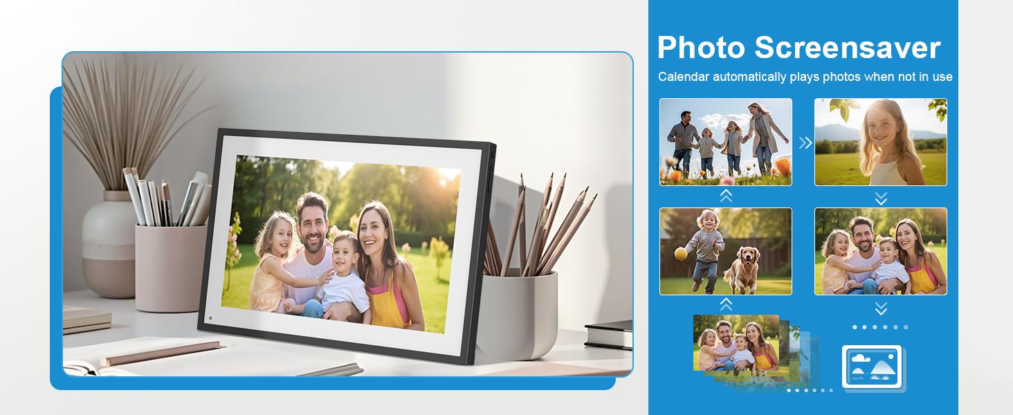 10.1 Inch Digital Calendar+Digital Picture Frame, 2025-2026 Desk Calendar Smart WiFi Planner&Chore Chart, IPS HD Interactive Touchscreen Display For Family Schedules