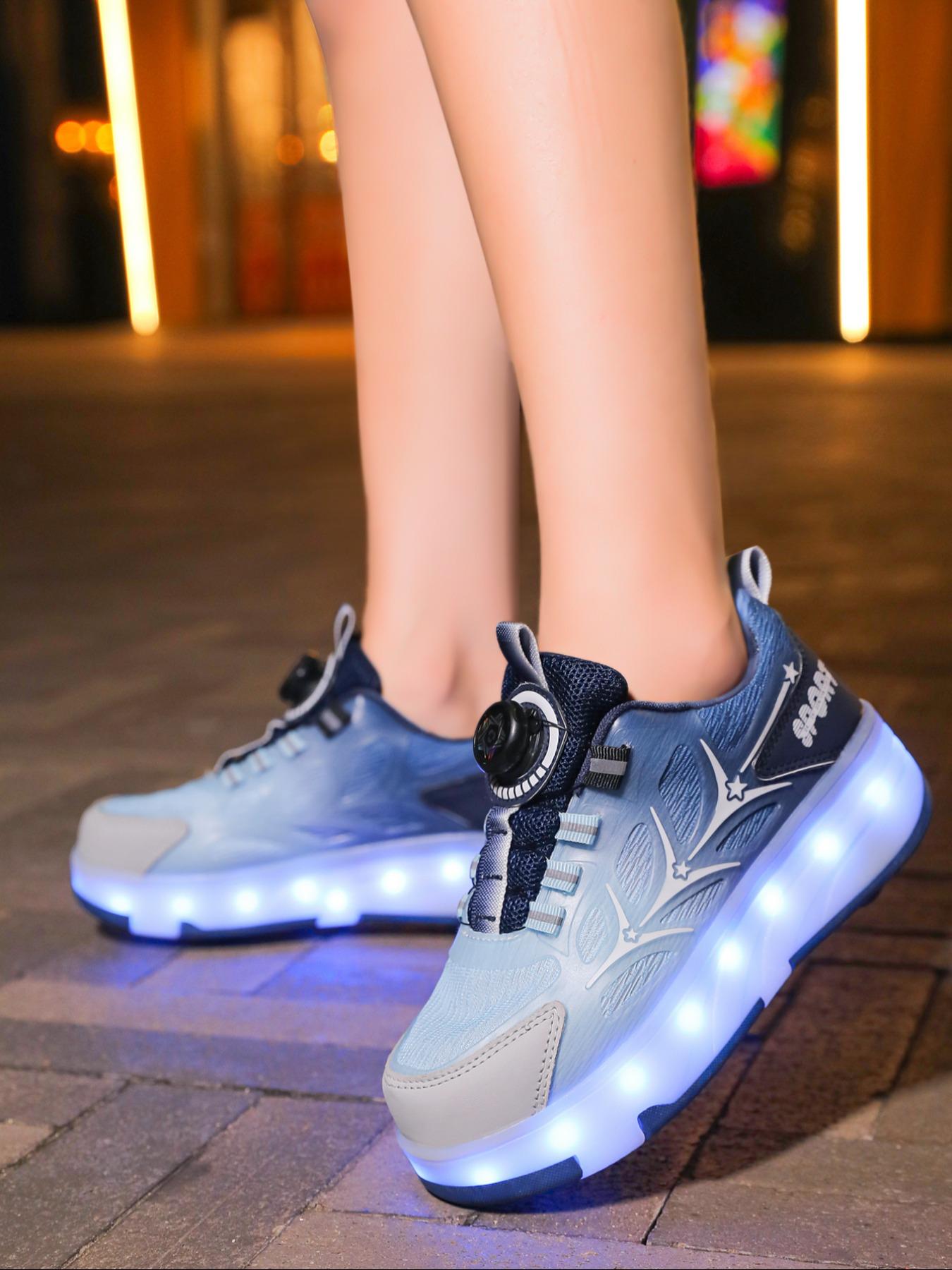 Boys Four-Wheel Roller Skates, New Wheel Shoes, Adjustable Rotating Buckle, Breathable Lightweight Durable Dual Wheels, Shoes With Wheels