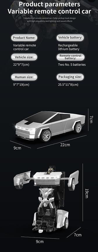 Cool Remote Control Transformable Car, Tesla Model S Replica, One Button Transformation, Rechargeable Battery, Gift Box Included