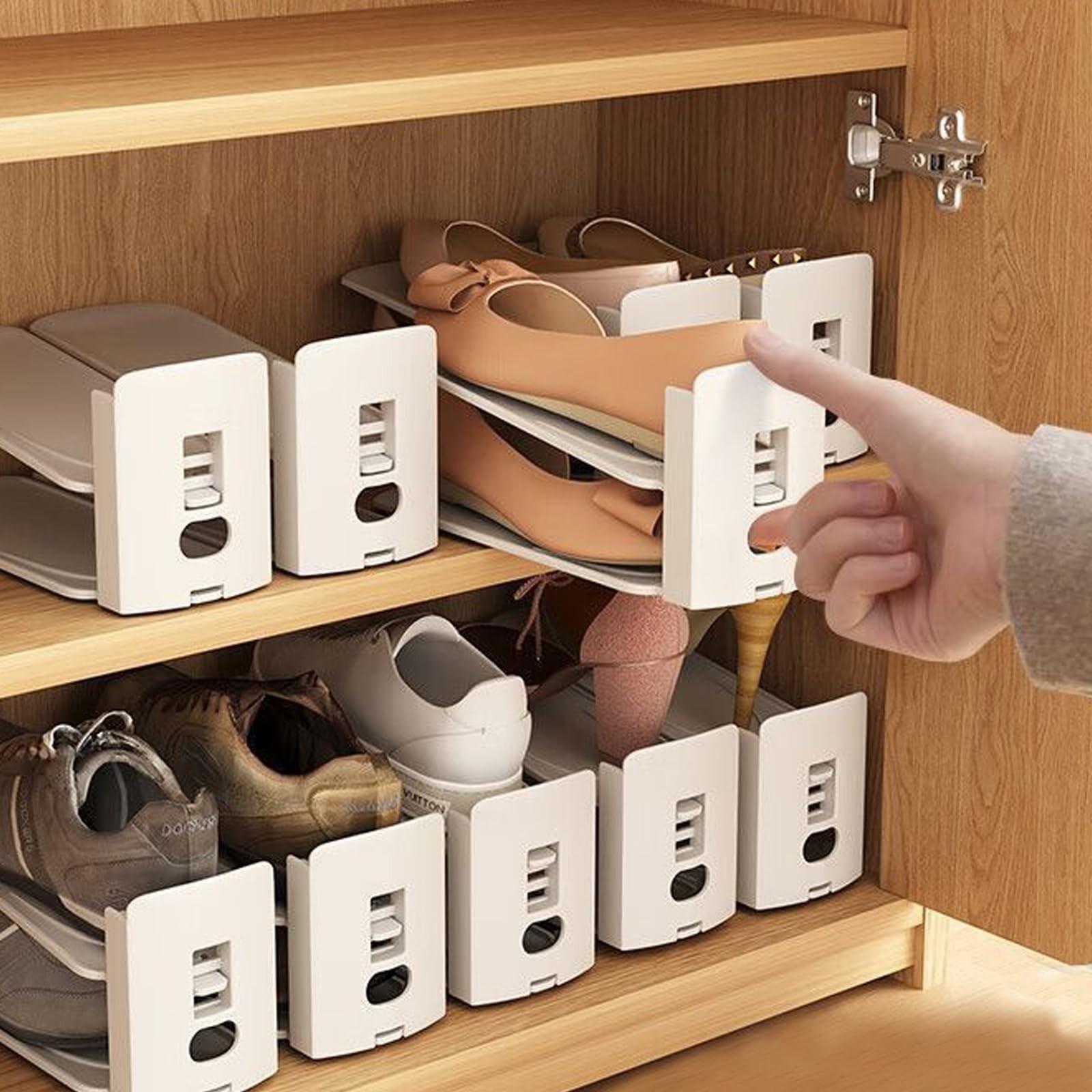 Double Layer Adjustable Shoe Rack Organizer, Space Saving Home Storage Solution, Multi-Layer Shelving Unit for Closet Organization