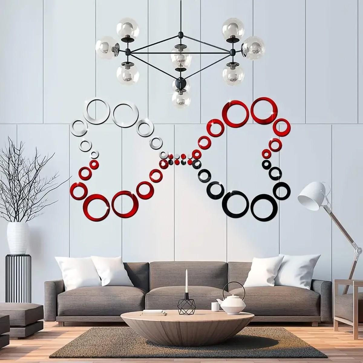 24-Piece Acrylic Circle Mirror Wall Stickers, Self-Adhesive Removable Dot Mirrors, Living Room Bedroom Decor, Easy to Install