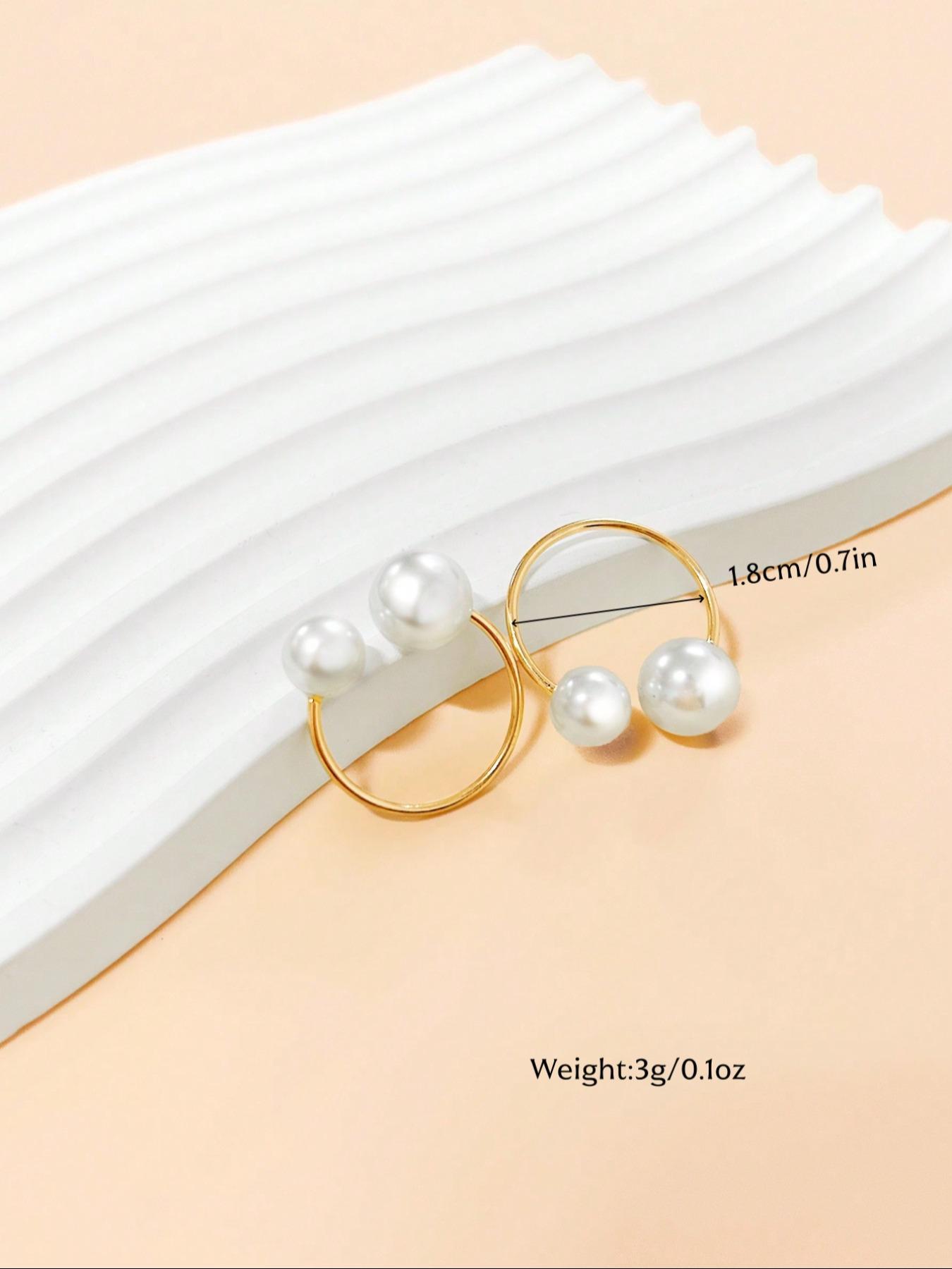 Simple Open Ring With Pearl, Golden Color Adjustable Fashionable Ring Suitable For Women's, Perfect for Daily Wear & Parties, All-Season Accessory