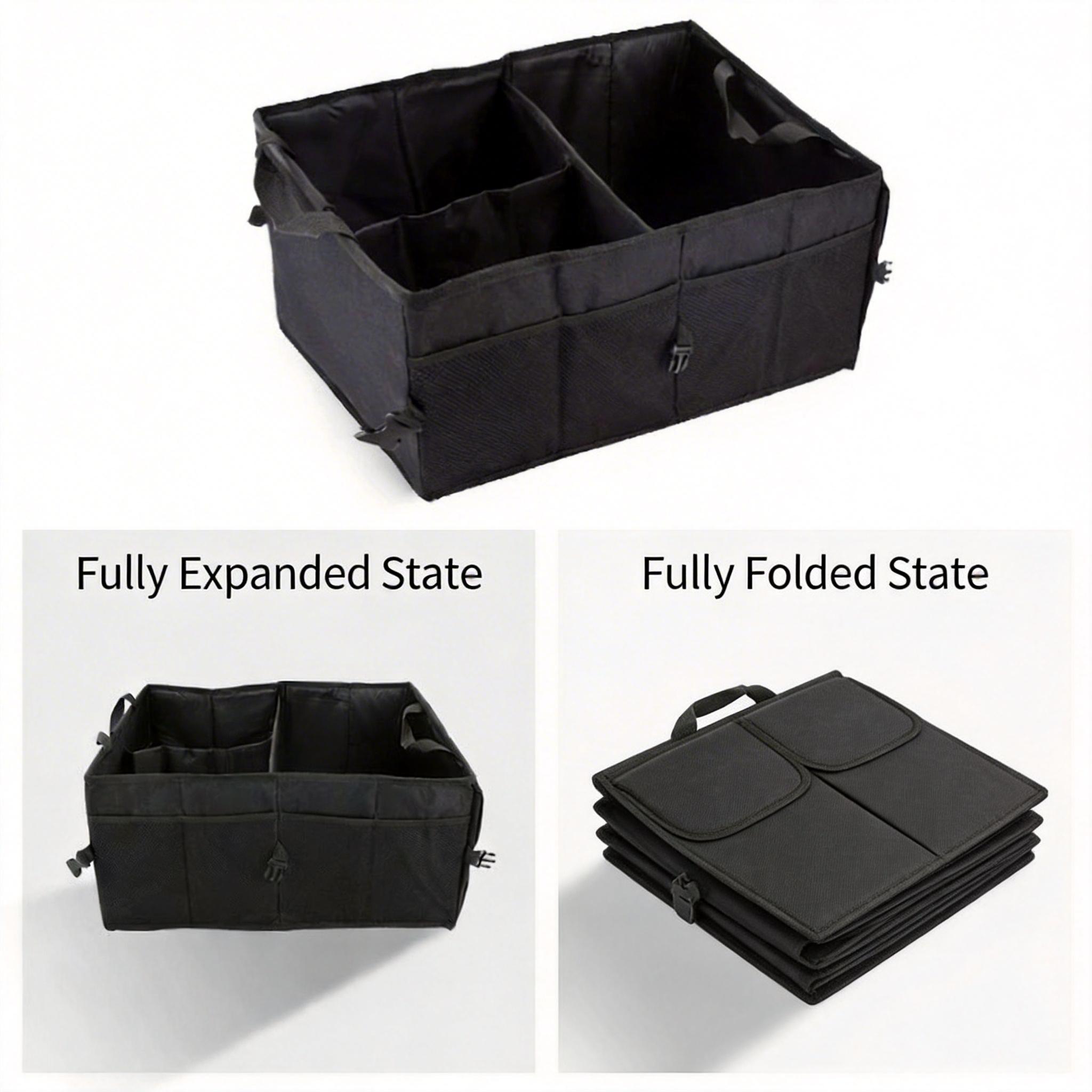 1pc Car Trunk Storage Box, Foldable Car Organizer with Adjustable Straps, Waterproof Storage Bin for Trunk and Suv Seats, Automotive Accessories