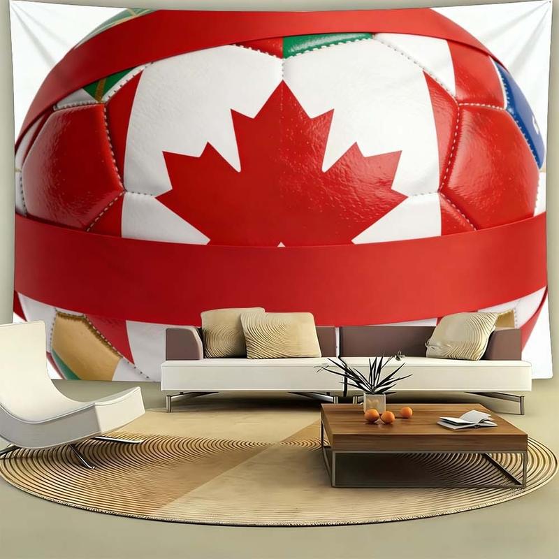 1 pc microfiber FIFA World Cup Canada Flag Soccer Ball Tapestry Wall Hanging Living Room Bedroom Holiday Decor Ornament Tapestry Background Cloth Hanging Cloth Wall Cloth Decorative Cloth