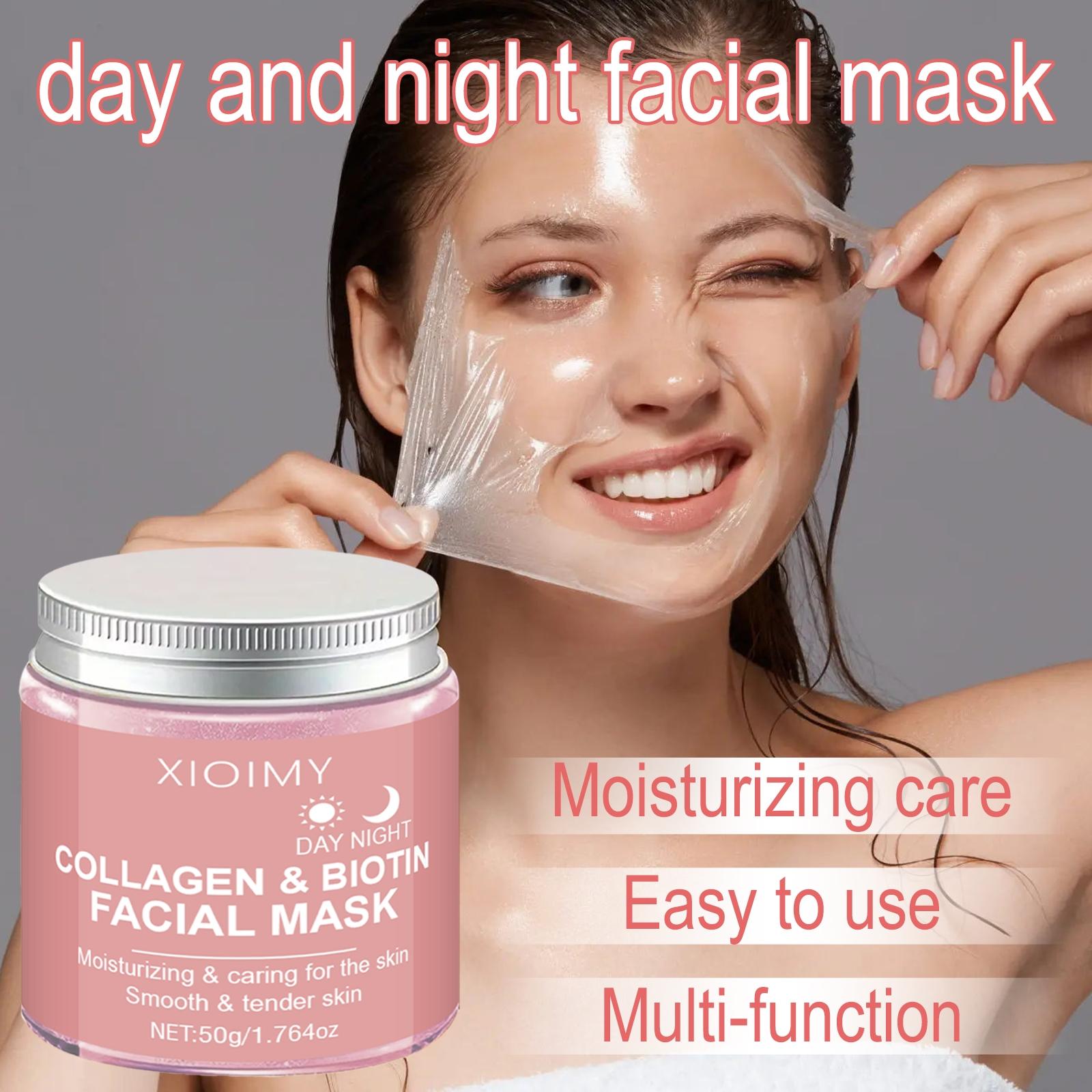 4pcs Collagen and Biotin Mask, Alcohol-Free, Deep Moisturizing, Boosts Facial Elasticity, Brightens and Adds Glow, Face Mask