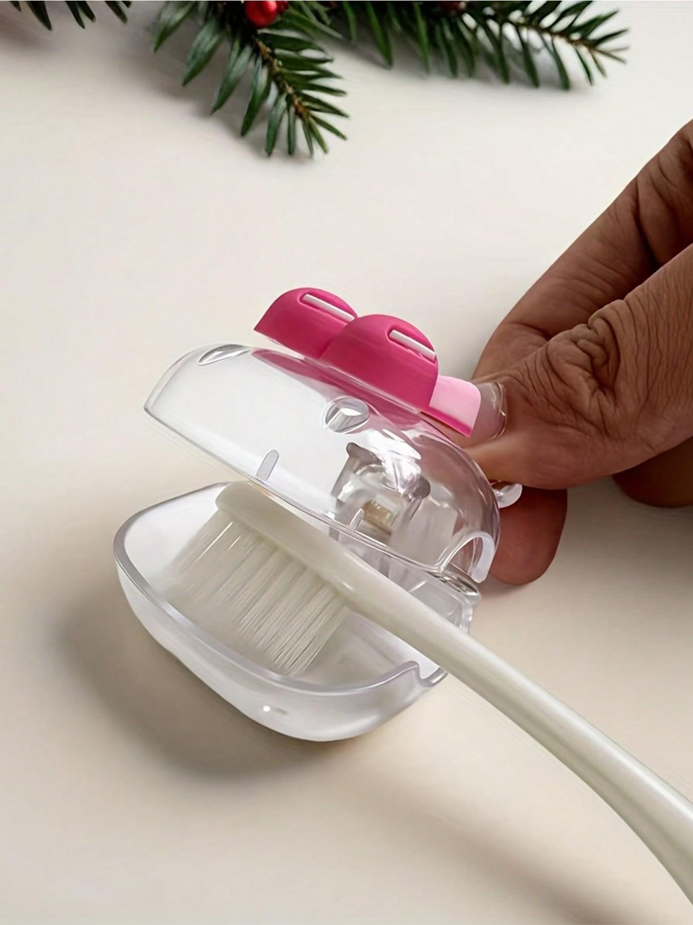 2-Pack Cherry Pattern Portable Toothbrush Case, Cute Cartoon Design, Transparent and, Travel Toothbrush Holder, Dust-Proof, Gift Idea