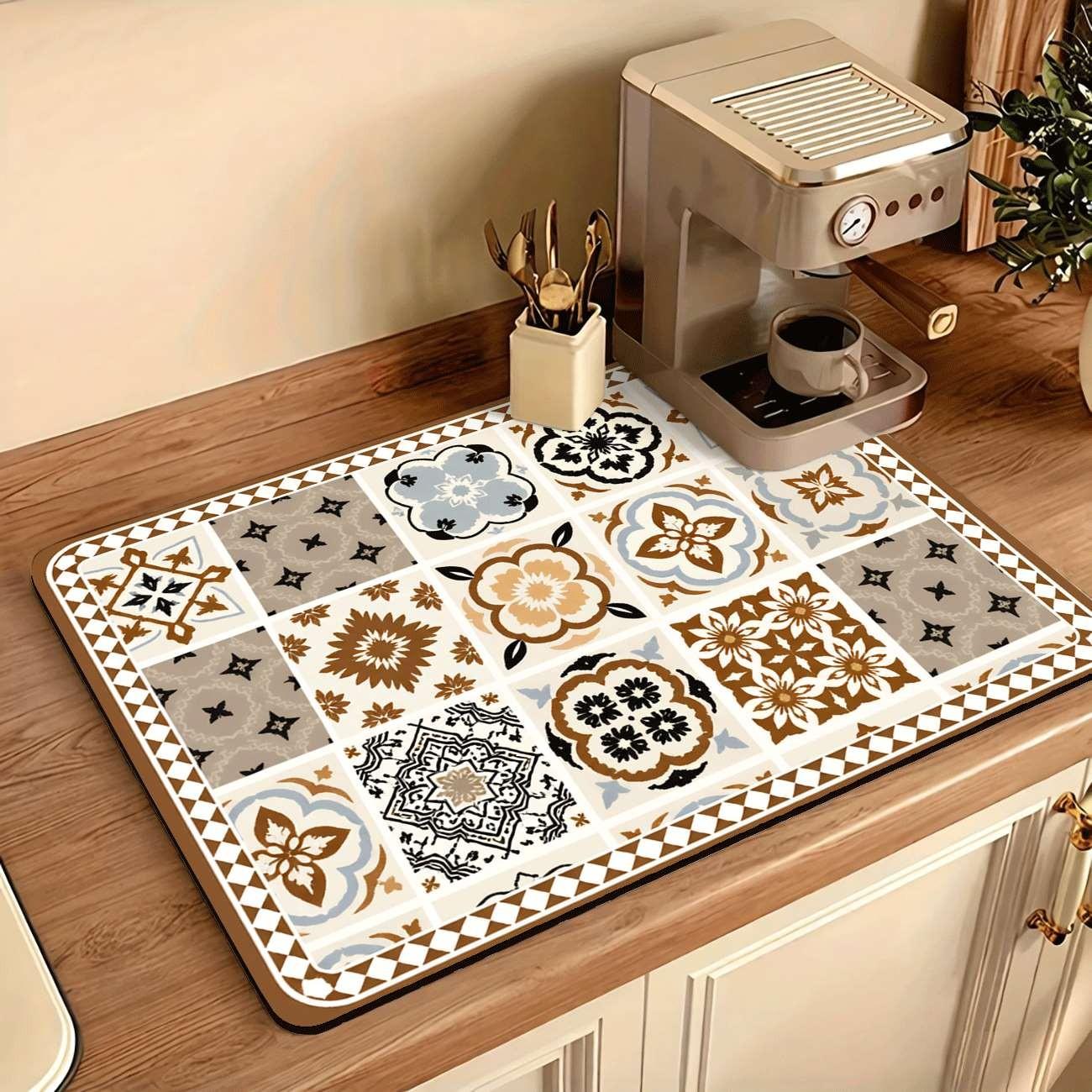 Multi-Functional Table Mat, Classic Plaid Print Rubber Coaster, Easy Clean, Water Absorbent, Non-Slip, Durable, Ideal for Kitchen and Bedroom