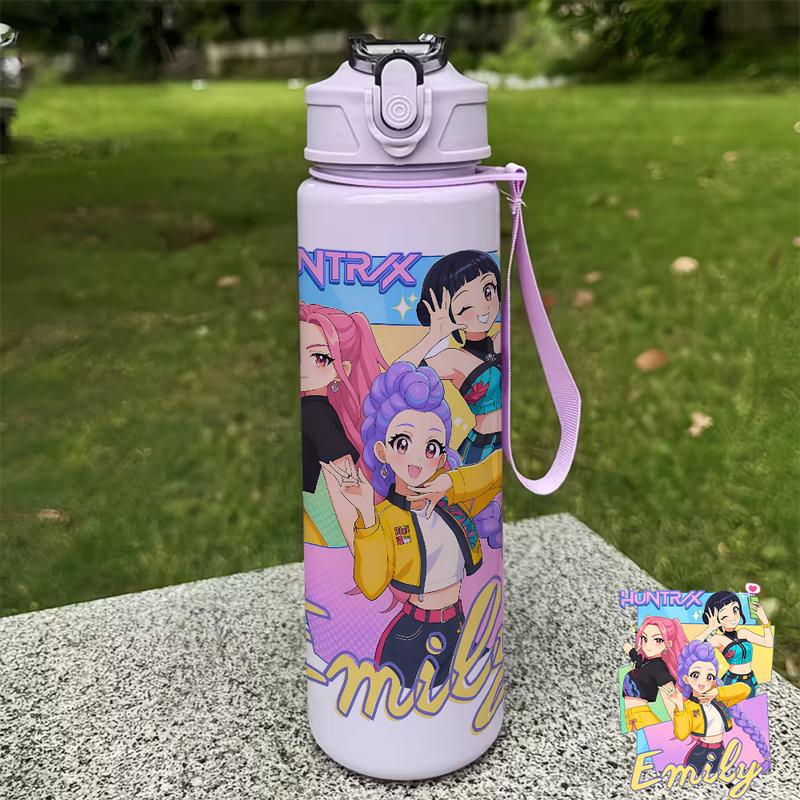 1pc Large 25oz/750ml Leakproof Water Bottle with Dark Anime Manga Design - Leakproof Lid, Durable Plastic Cup for Gym, Travel, for home, Birthday Gifts