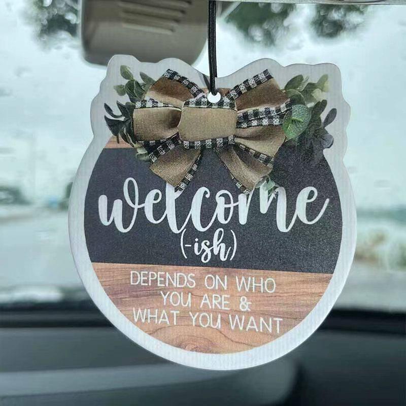 Welcome Sign Round Wreath for Farmhouse, Porch, Garden, Home, Birthday, Wedding, Graduation, Car Air Freshener, Natural Fragrance, 90 Days Lasting