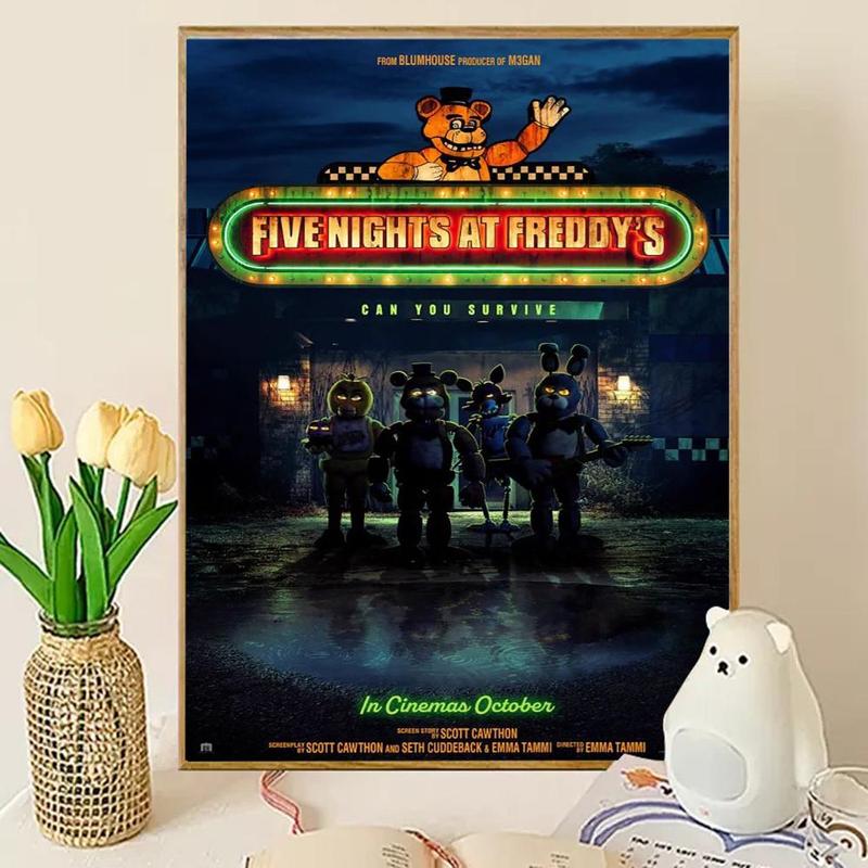 Five N-nights at Freddy's Poster Sticky Wall Art Printing Waterproof Modern Aesthetic Home Living Bedroom Decor Trendy Room Decoration Gift Durable High Quality