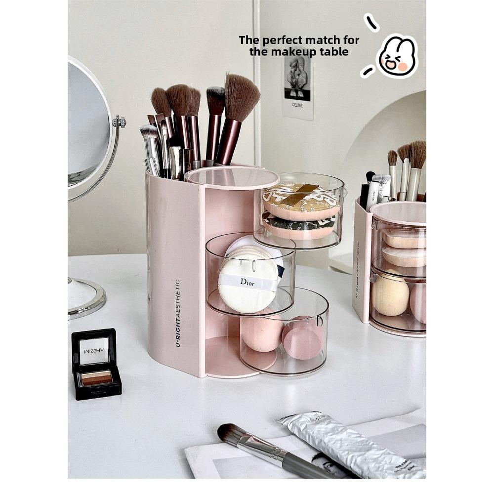 Powder puff storage box, rotating dust-proof beauty egg cushion stand, dressing table, multi-layer makeup brush rack, rotatable makeup box cushion stand, multi-layer makeup brush rack
