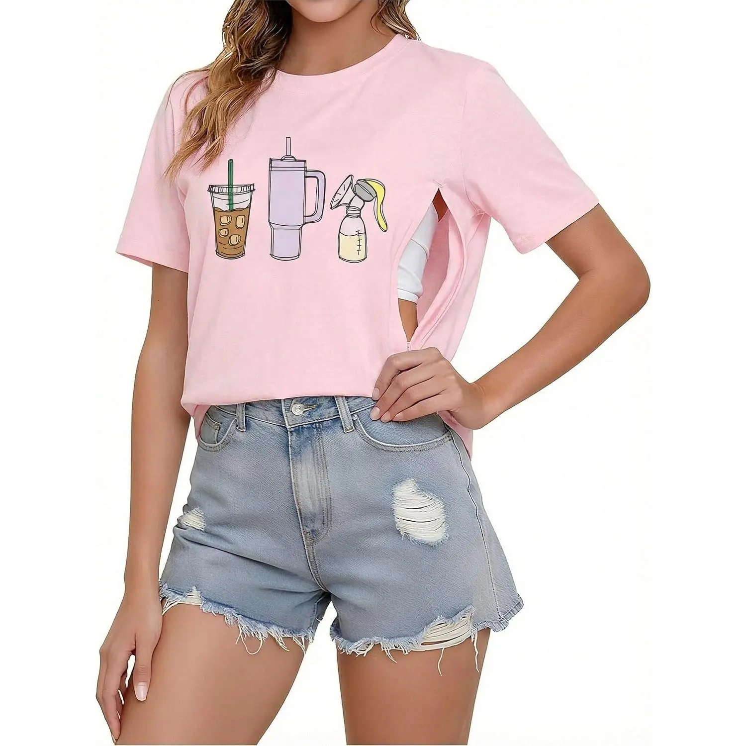 Breastfeeding Shirts for Women Nursing Shirts for Breastfeeding Hidden Zipper Maternity Tops