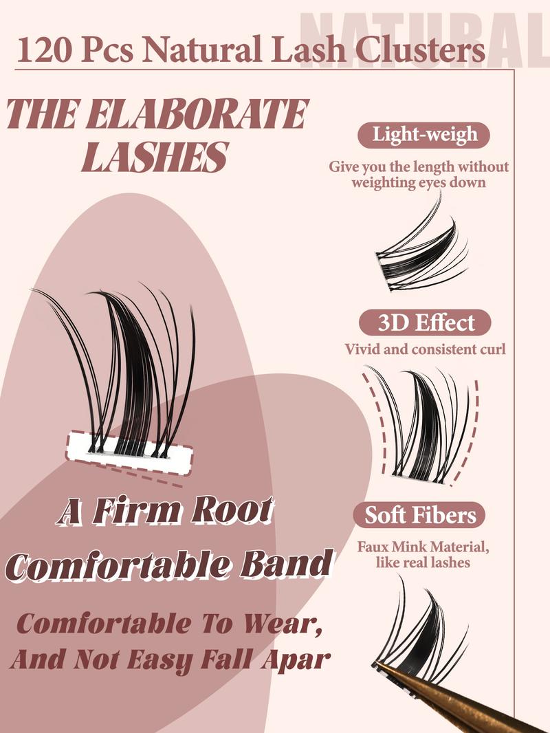 HOHADBR  Lashes  Kit  Lash Extension Kit D Curl Eyelash Extensions with Waterproof Lash Bond and Seal Waterproof Tweezers,Volume Lash  Thick 10-18MM Cluster Lashes Makeup Cosmetic Cosmetic Cosmetic