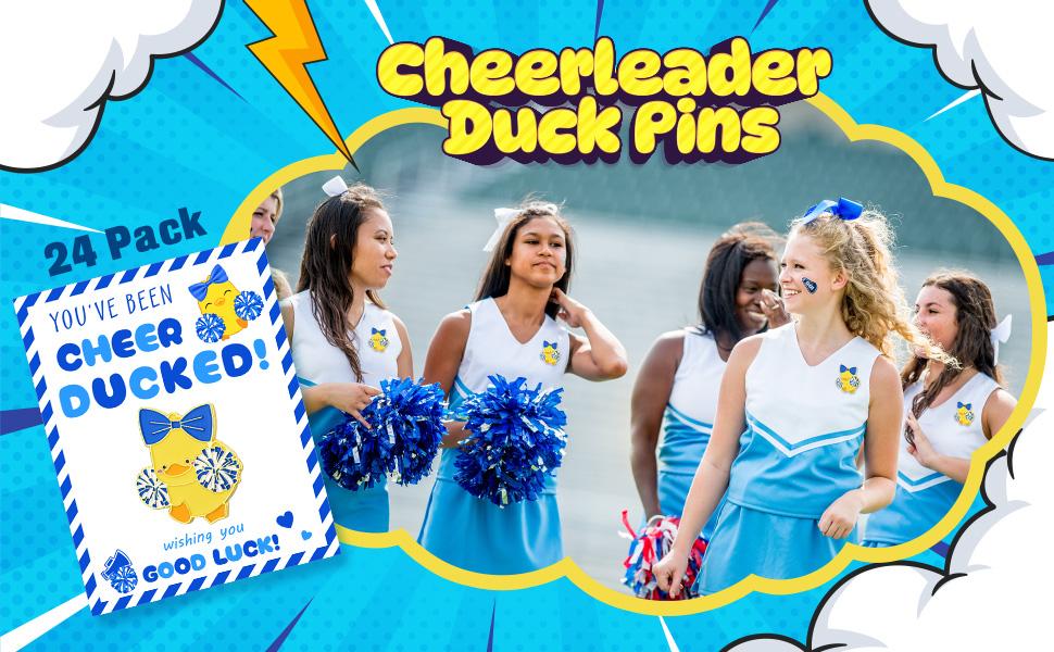 24 Pcs Easter Cheer Luck Duck Brooch Gifts School Cheerleading Cute Duck Pins Fashion Clothing Clips with for Team Teacher Student coach Inspirational Gift Accessories and Easter Gifts