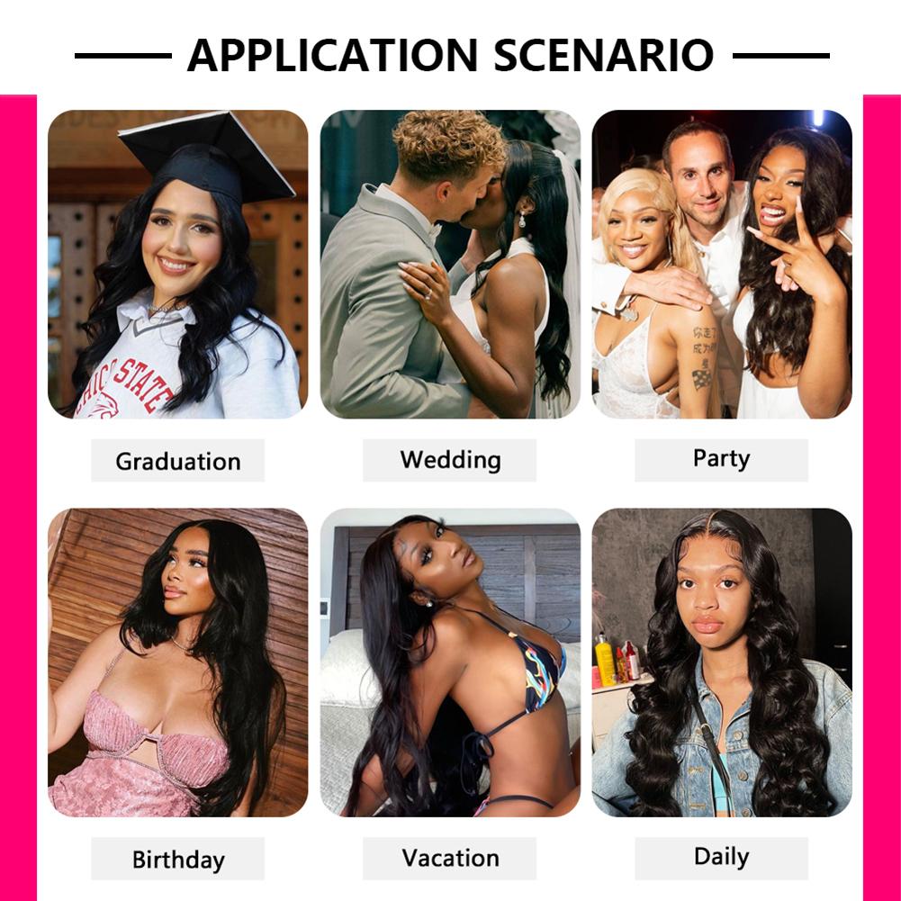 QUANDIAN Pre Cut Lace Ready Go Glueless Wig 7x5 Lace Front Wigs Human Hair Body Wave Wig 200% Density Glueless Wigs Begibber Friendly Springtok