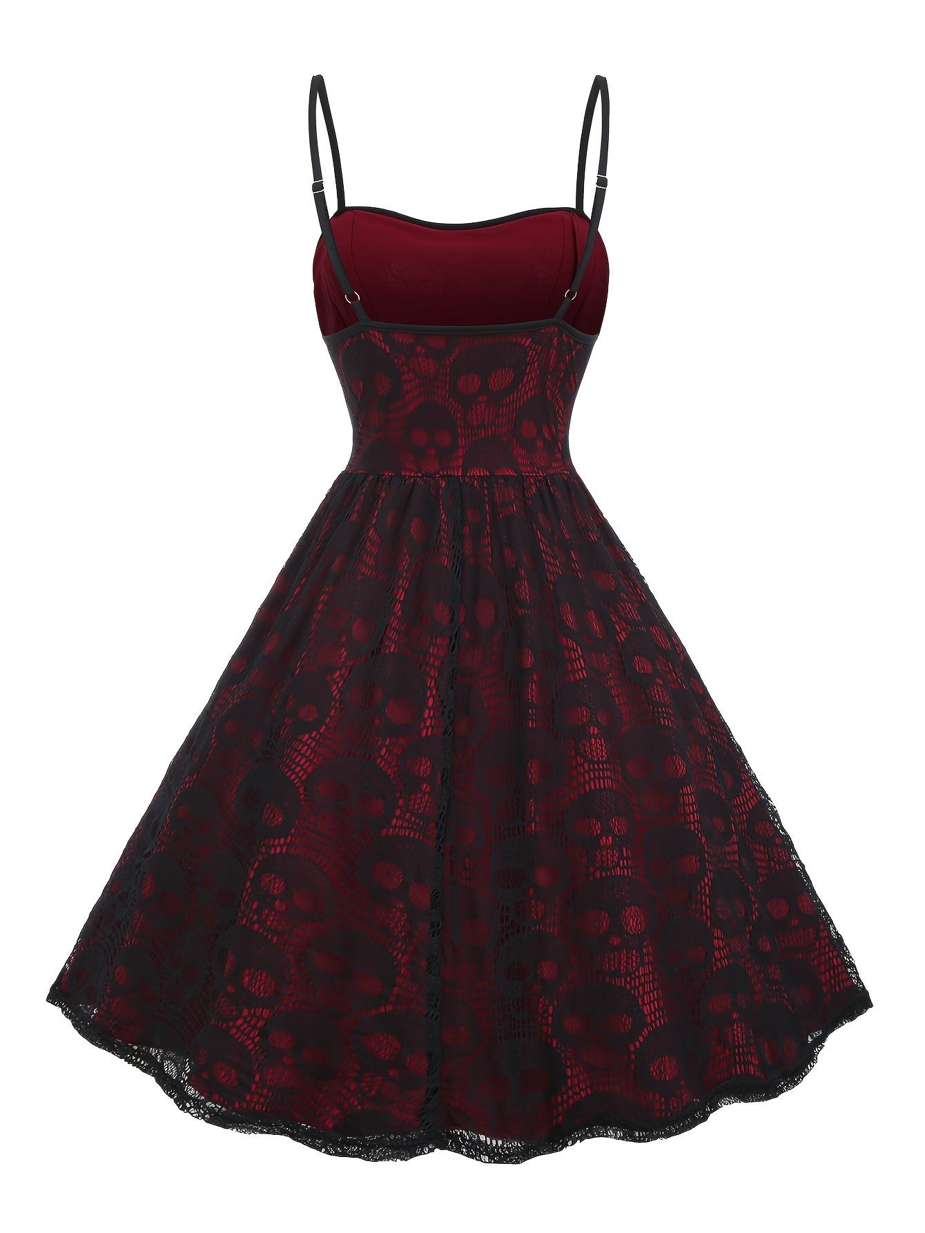 Directional Development Lace Color-Blocking Eyelet Strap Dress