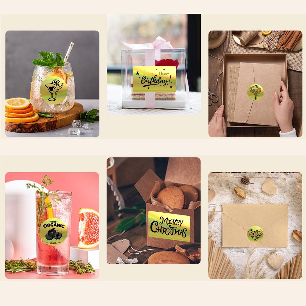 230 Round Thermal Labels Roll, 50x30mm Sticky Holographic Paper Compatible with Phomemo M110/m200/m220 Printers, Ideal for Holiday Greetings