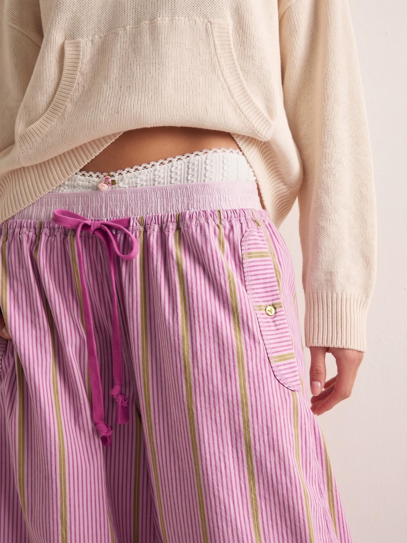 Striped Wide Leg Pants, pumpkin pants,Millennial Style Loose Fit Drawstring Waist, Vintage Beach Vacation Streetwear for Women, All Seasons
