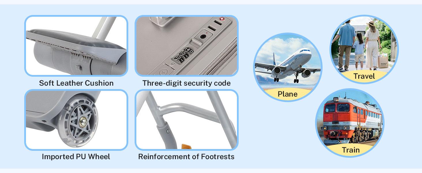 Ride-On Portability Suitcase,Carry on Luggage with Wheels,Portable Storage Luggage,Rolling Travel Luggage With Kids Seat for Airplane,2-in-1 Case（Pink/Blue/Black）