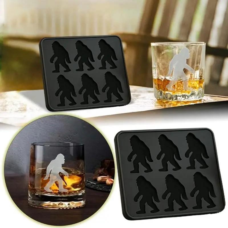 Bigfoot Ice Mold, Sasquatch Shape Silicone Ice Cube Molds, Funny Silicone Popsicle Molds for Halloween Party Drinks, Easy Release & Dishwasher Safe Utensils