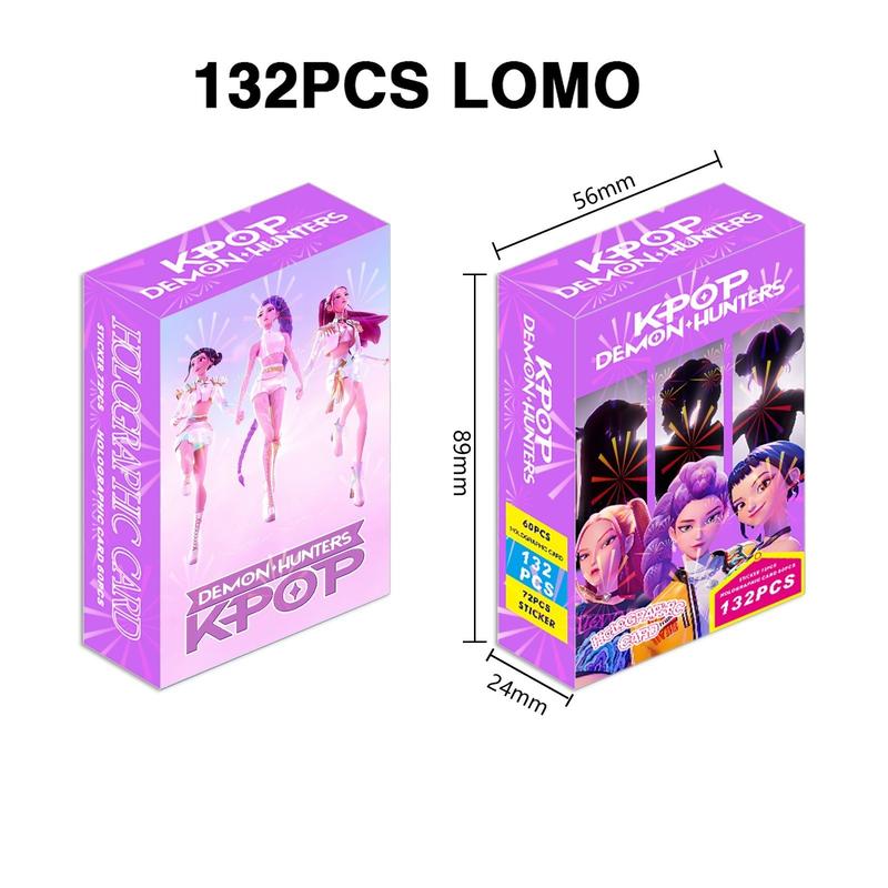 132 Pcs Kpop Anime Character Laser Photo Cards, Holographic Mini Stickers, Dual-Sided Lomo Cards, Durable Paper Material, Creative Gift Ideas