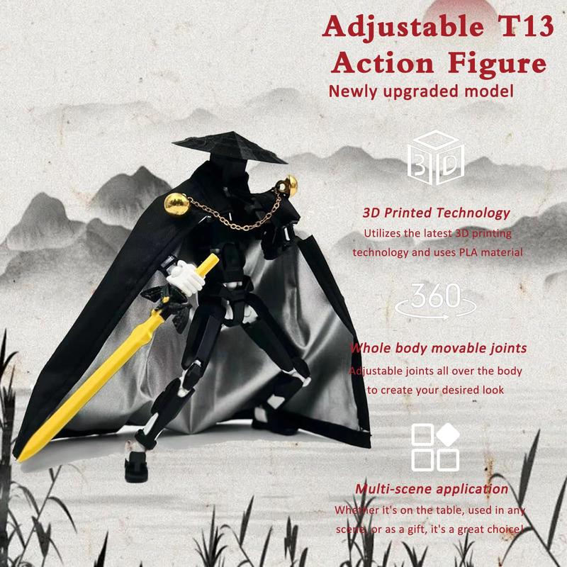 Assembly Completed T13 Action Figures,Dummy 13 Action Figure, Robo 13 3D Printed Action Figure - The Ultimate Hero for Action-Packed Playtime, 5.2 Inch (Swordsman)