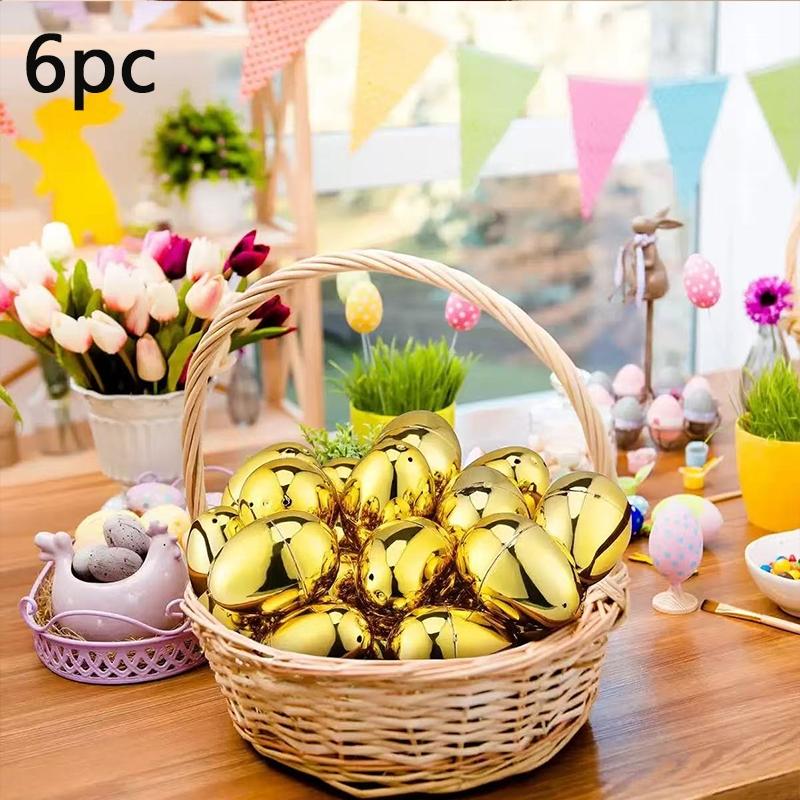 6-Pack Easter Eggs, Fillable Plastic Eggs for Easter Egg Hunt, Basket Liner, Party Gifts, Holiday Decorations