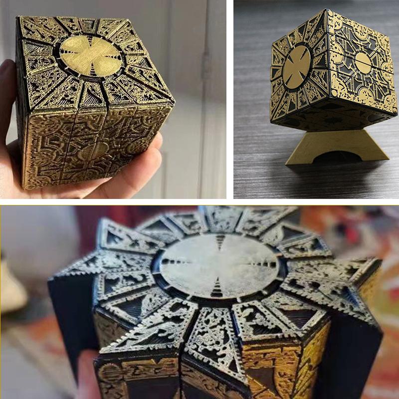Functional Hellraiser Puzzle Box Detachable Deformation Lock Box with Base Horror Collectible Puzzle Solving Toy Decor
