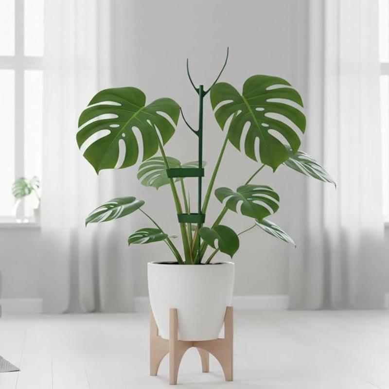 6-Piece Monstera Plant Support Stakes, 5 Sturdy Stands & 1 Magic Tape Roll, Stackable Tall Stakes with Tape Binding, Durable Vine Garden Poles for Outdoor Gardening