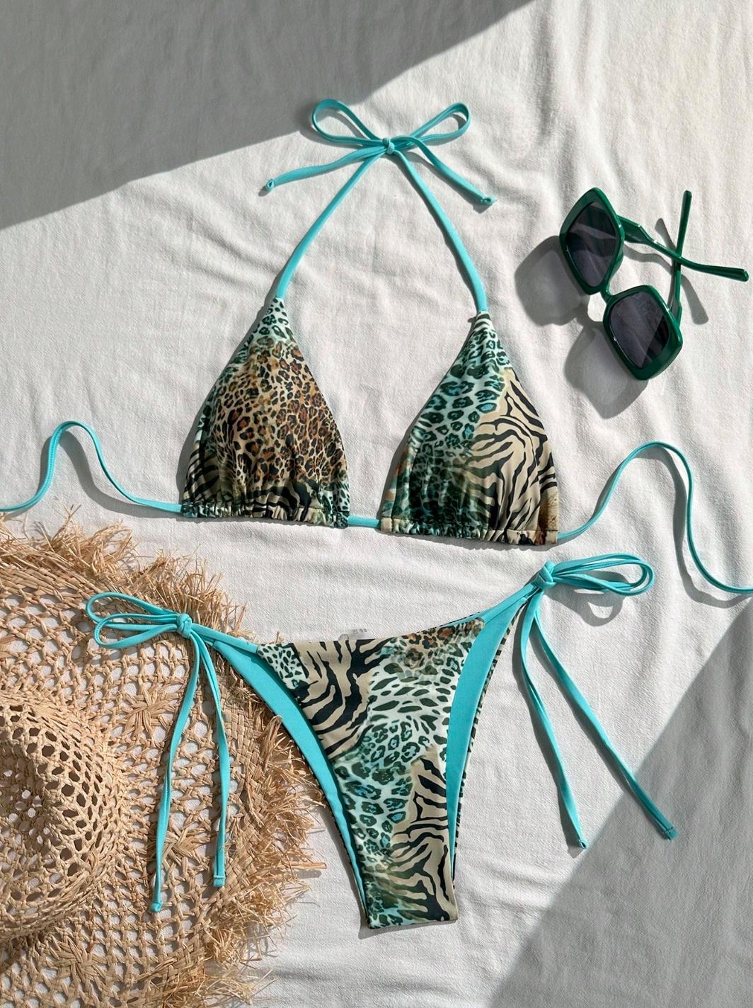 2026 Sexy Vintage Leopard Print Pattern Bikini 2 Pieces Set For Women